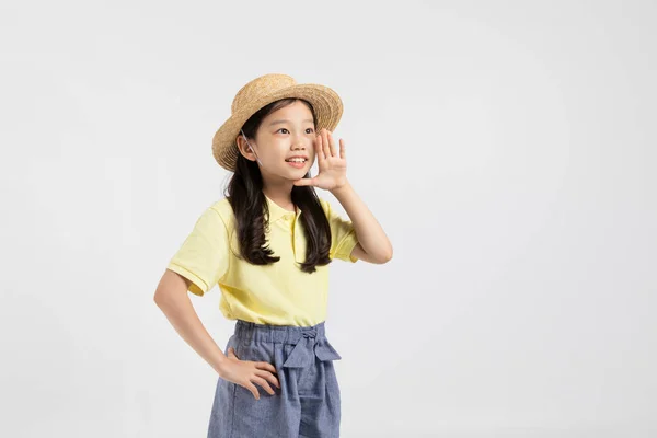 Chica Joven Coreana Que Usa Ropa Gimnasio Estudio Fondo Blanco — Foto de Stock