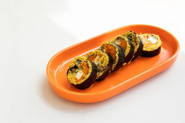 Alhainen Carb Muna Keto Kimbap Korealainen Sushi Roll — kuvapankkivalokuva