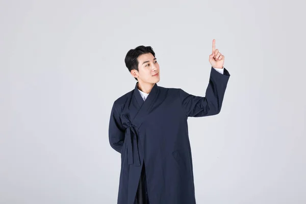 Joven Coreano Guapo Los Años Usando Hanbok Moderno Usando Hanbok —  Fotos de Stock