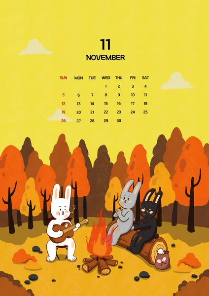 可愛いカレンダーベクトルテンプレート — ストックベクタ