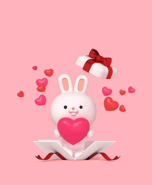 Année 2023 Caractère Lapin Forme Coeur Graphique — Photo