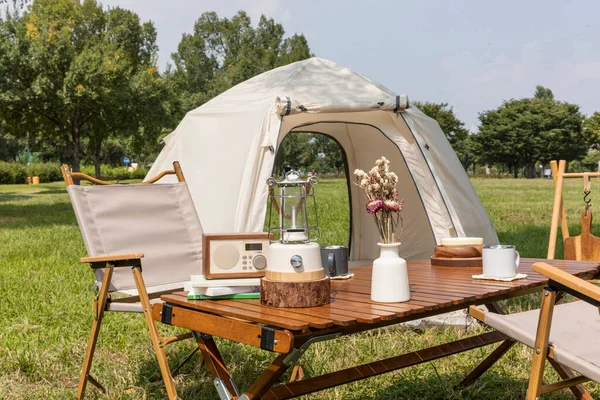 Ambiente Camping Estética Tableta Sillas Camping — Foto de Stock