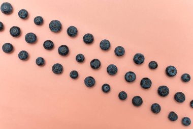 Böğürtlenler pembe arka planda dizilmiş