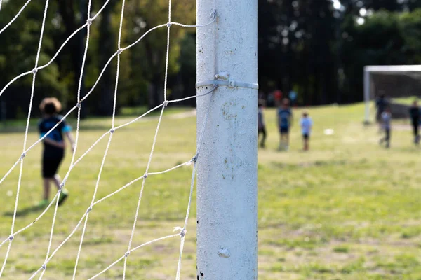 Selective Focus Soccer Goal Background Game —  Fotos de Stock