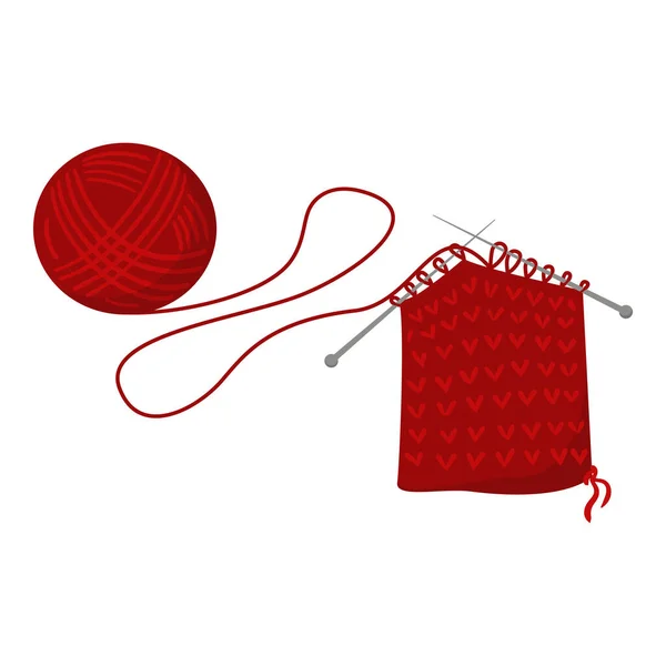 Tricoter avec des aiguilles et une boule de fil. Vêtements faits main et illustration vectorielle artisanale bricolage dans le style doodle. — Image vectorielle