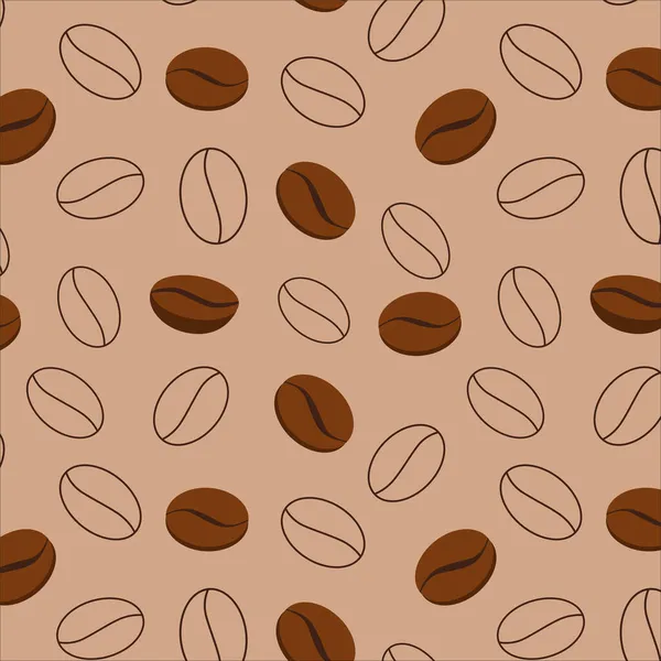 Seamless pattern. Vector illustration of coffee beans. Great for printing on fabric for chef uniform, coffee shop menu. — Stock Vector