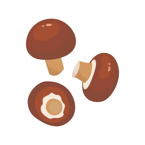 Royal Brown Champignon isoliert auf weißem Hintergrund. Champignon kulinarische Zutat Design-Element. Omega-Quelle im Comic-Stil. — Stockvektor