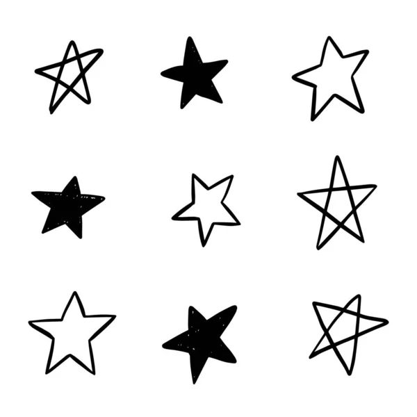 Ręcznie Rysowane Gwiazdy Kolekcja Bazgrołów Streszczenie Czarnych Elementów Ilustracja Wektora Ilustracje Stockowe bez tantiem