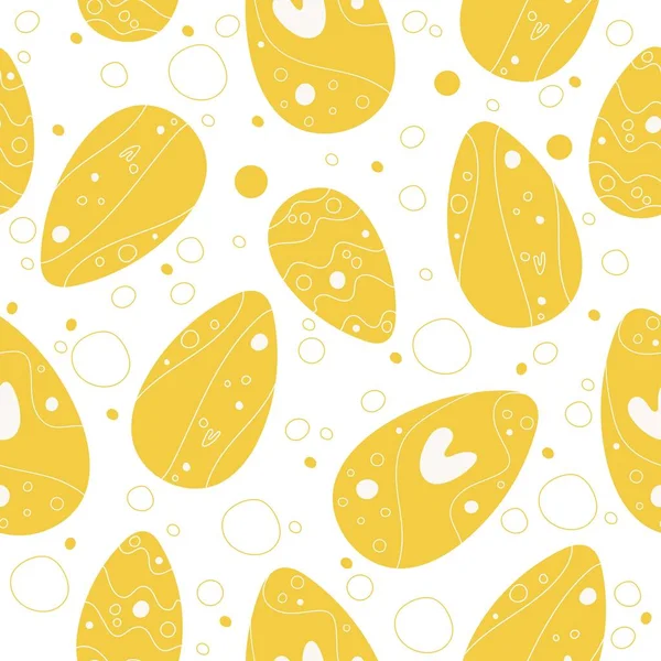 Mignon Motif Oeufs Pâques Dans Style Dessiné Main Œufs Jaunes — Image vectorielle