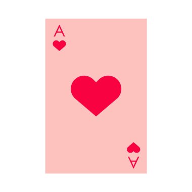 Basit ve düz kalp ası iskambil kâğıdı çizimi