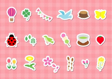 Düz ve basit bahar illüstrasyon materyali