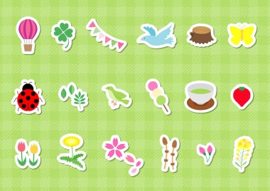 Düz ve basit bahar illüstrasyon materyali