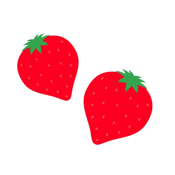 Flaches Und Einfaches Erdbeer Illustrationsmaterial — Stockvektor