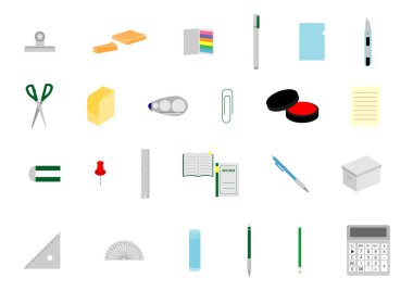 Basit ve düz kırtasiye resimleme malzemesi