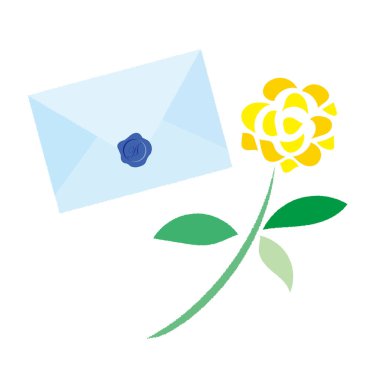 Basit sarı gül resimleme malzemesi