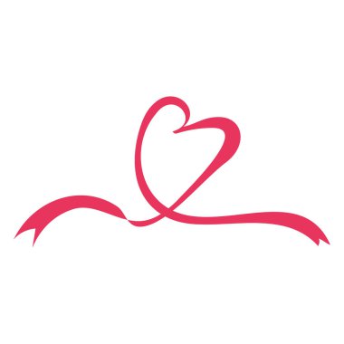 Basit ve düz kalp şekilli kurdele çizimi