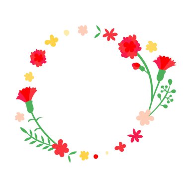 Botanik çerçeve yuvarlak çerçeve çizim materyali