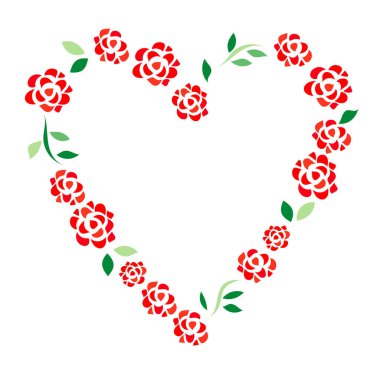 Basit kırmızı gül kalp şeklinde çerçeve malzemesi.