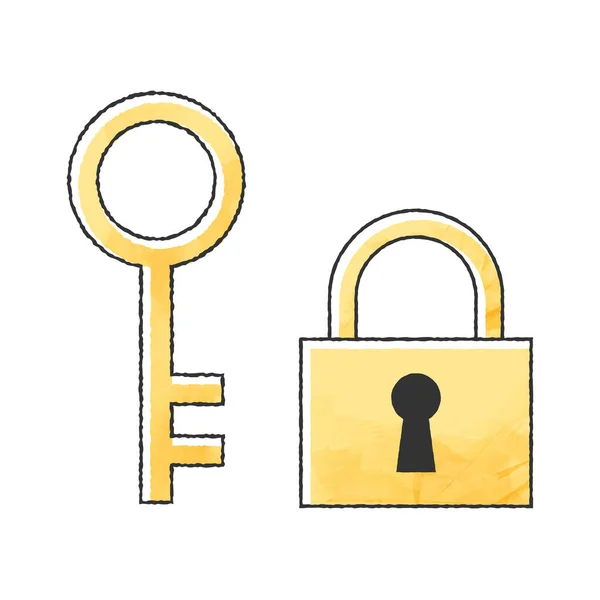 Simple Cute Yellow Padlock Material — стоковый вектор