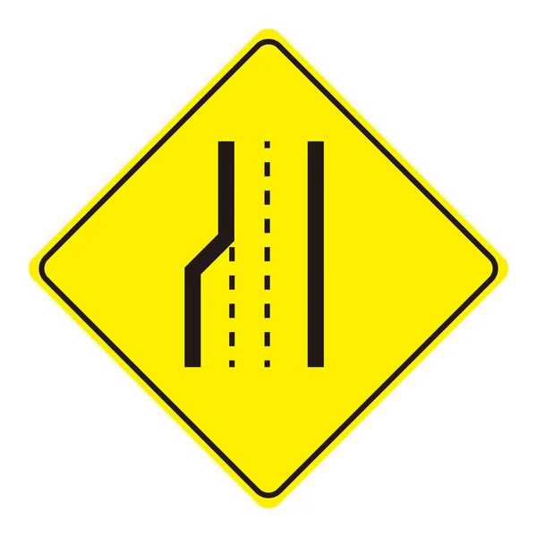 Sign Material Reducing Number Lanes Stands Out Yellow — стоковый вектор