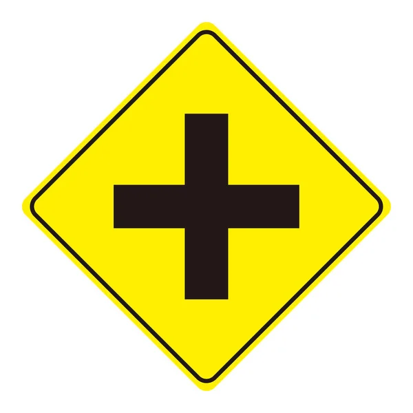 Simple Yellow Crossroads Sign Material — Vetor de Stock
