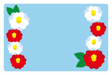 2023 Yeni Yıl Kart Tasarımı Kırmızı ve Beyaz Kamelya