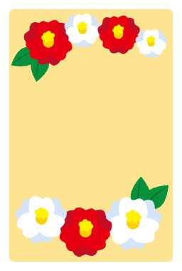 2023 Yeni Yıl Kart Tasarımı Kırmızı ve Beyaz Kamelya