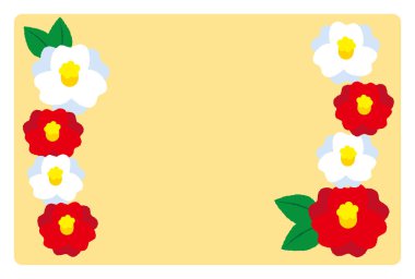 2023 Yeni Yıl Kart Tasarımı Kırmızı ve Beyaz Kamelya