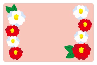 2023 Yeni Yıl Kart Tasarımı Kırmızı ve Beyaz Kamelya