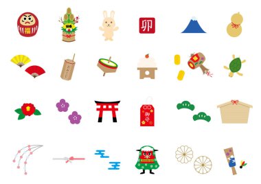 2023 yılının yılbaşı kartı çizimleri ve simgeleri