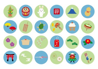 2023 yılının yılbaşı kartı çizimleri ve simgeleri