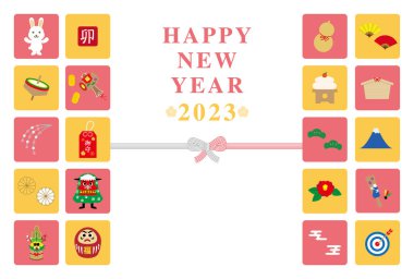 2023 Yeni Yıl Kartpostal Tasarımı Tavşanın Yatay Yılı