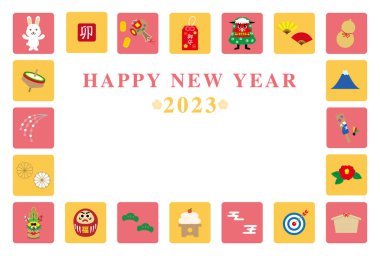 2023 Yeni Yıl Kartpostal Tasarımı Tavşanın Yatay Yılı