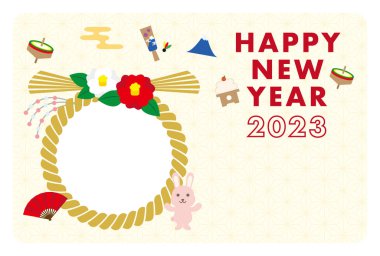 2023 Yeni Yıl Kartpostal Tasarımı Tavşanın Yatay Yılı