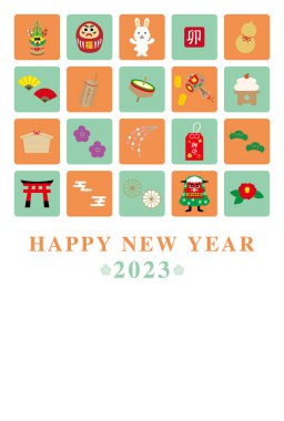 2023 Yeni Yıl Kartı Tasarımı Tavşanın Dikey Yılı