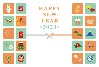 2023 Yeni Yıl Kartpostal Tasarımı Tavşanın Yatay Yılı