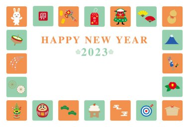 2023 Yeni Yıl Kartpostal Tasarımı Tavşanın Yatay Yılı