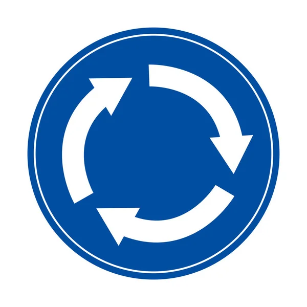 Blaues Verkehrszeichenmaterial Uhrzeigersinn — Stockvektor