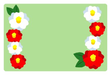 2023 Yeni Yıl Kart Tasarımı Kırmızı ve Beyaz Kamelya