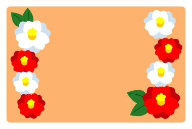 2023 Yeni Yıl Kart Tasarımı Kırmızı ve Beyaz Kamelya