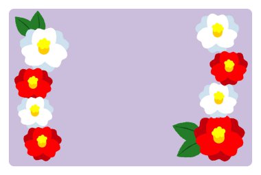 2023 Yeni Yıl Kart Tasarımı Kırmızı ve Beyaz Kamelya