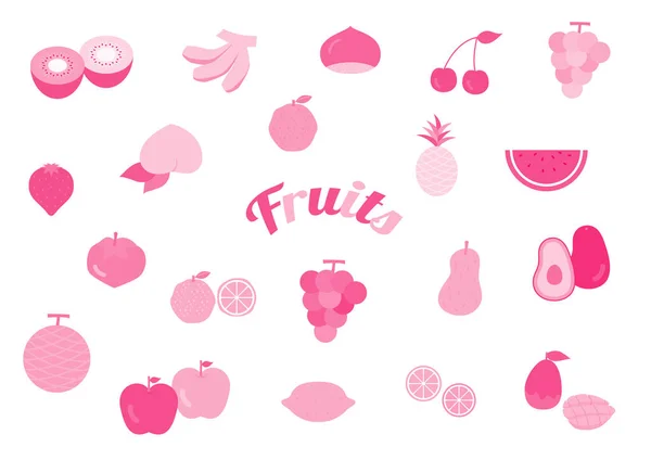 Set Simple Flat Fruit Illustrations – stockvektor