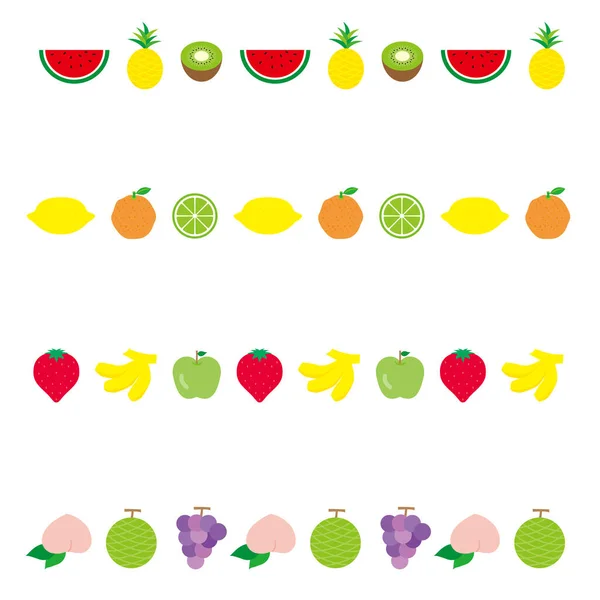 Eine Reihe Einfacher Und Flacher Fruchtillustrationen — Stockvektor