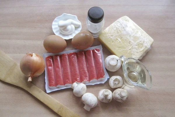 Prepare Todos Ingredientes Necessários Para Fazer Salada Champignon Frito — Fotografia de Stock