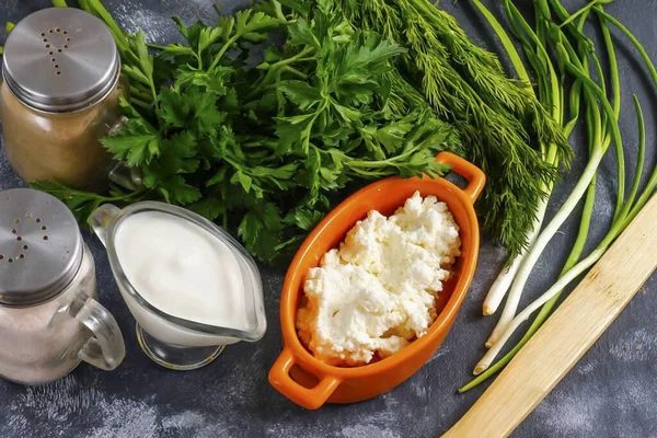 Prepare All Ingredients Needed Make Greenery Sandwich Pasta — Stock Photo, Image