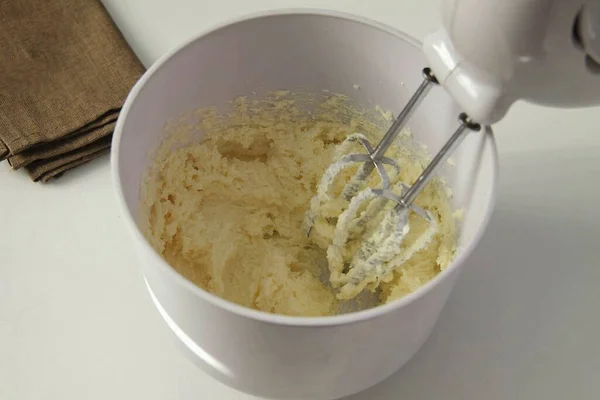 Whisk Soft Butter Sugar Vanilla — Stock Photo, Image