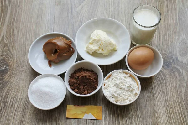 Prepare Todos Los Ingredientes Necesarios Para Hacer Toffee Cream Retire — Foto de Stock