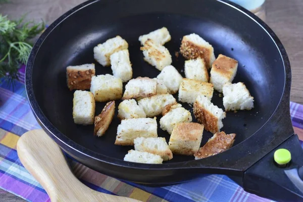 Toast Bread Dry Skillet Crisp — Stock Photo, Image