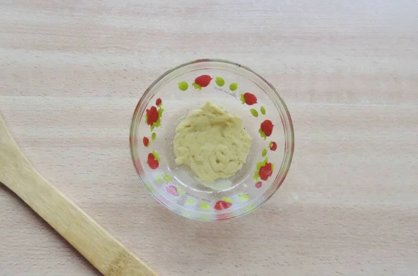 Faire Une Vinaigrette Avec Vinaigre Moutarde Huile Poivre Noir Moulu — Photo