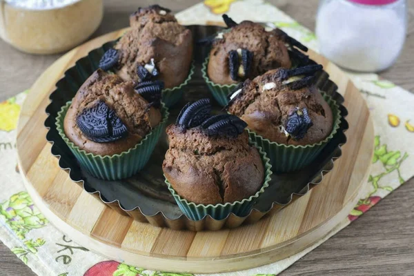 Asse Muffins Forno 180 Graus Por Cerca Minutos Cupcakes Ficarão — Fotografia de Stock